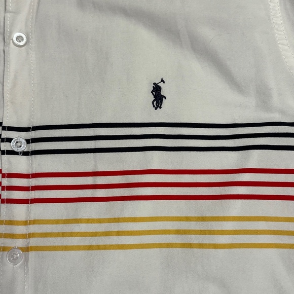 Ralph Lauren Long Sleeve Button-Down Shirt Men's Medium White Multicolor Stripes - Picture 4 of 6